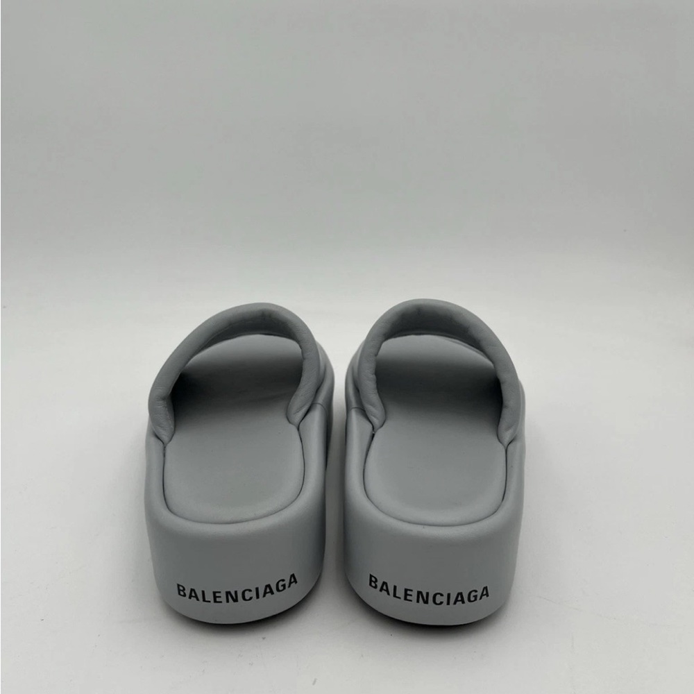 Balenciaga Leather Gray/light blue Platform Sandals